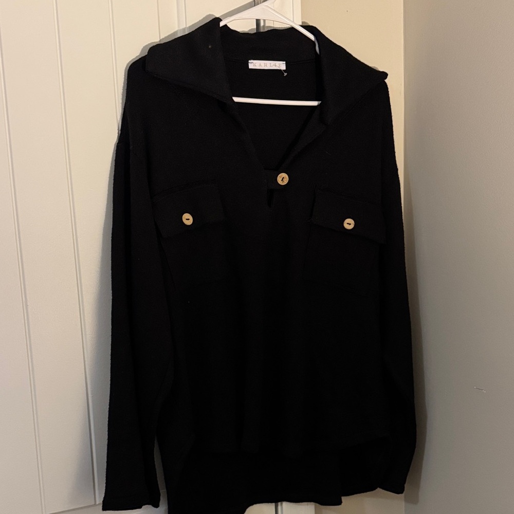Karlie Black Sweater with Button Details